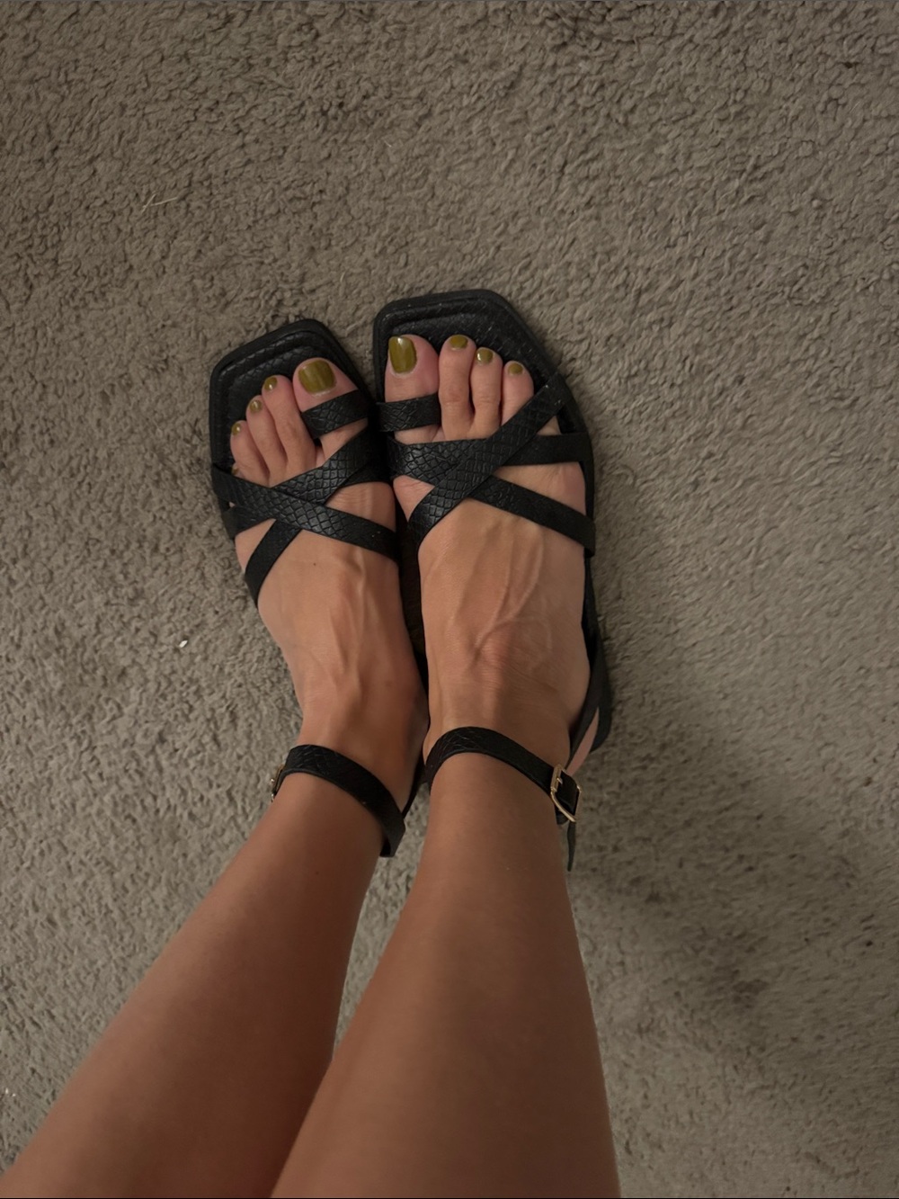 JustFab Black Crisscross Ankle-Strap Sandals